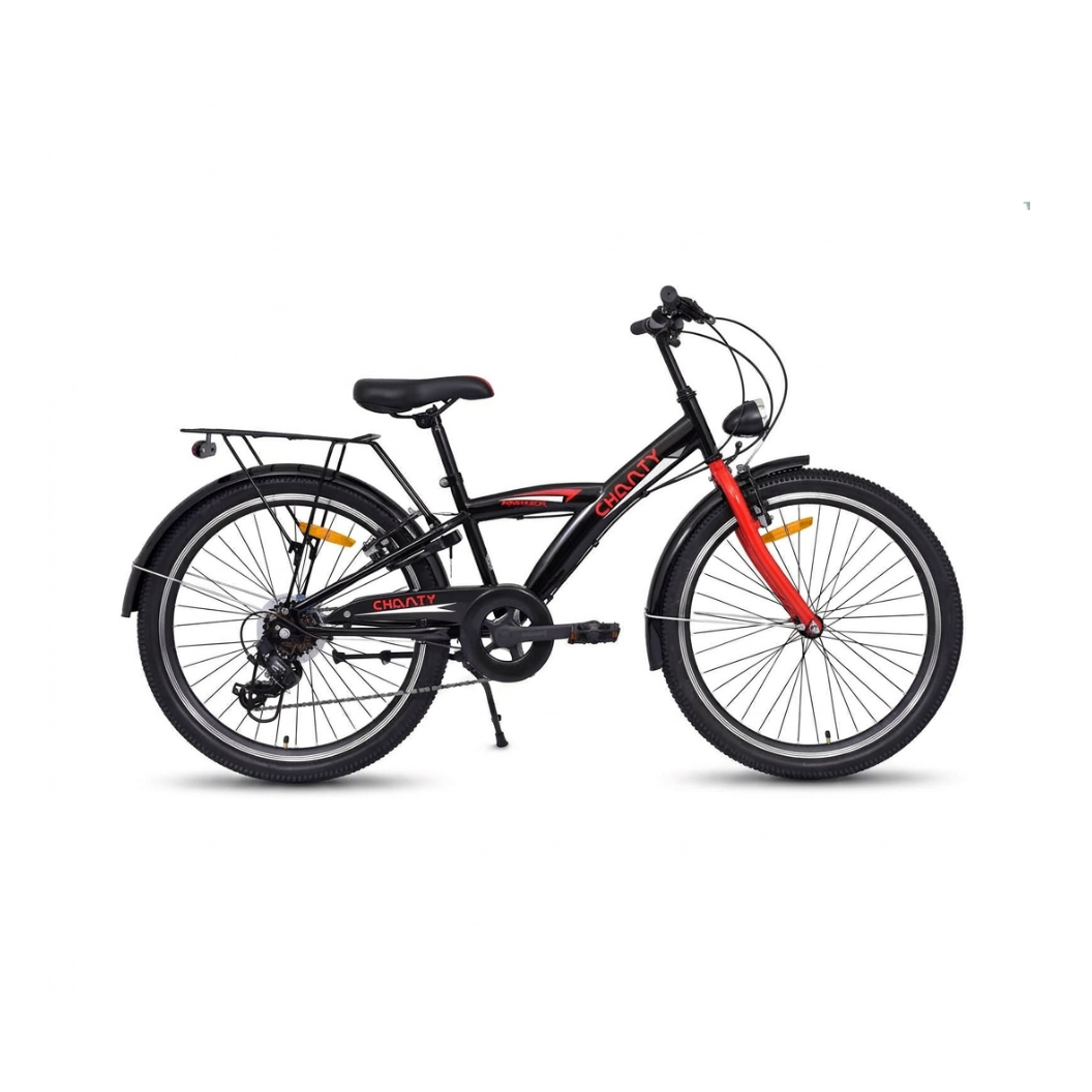 Chanty 24" bicicletta per bambini – maschio – nero/rosso – 7 marce