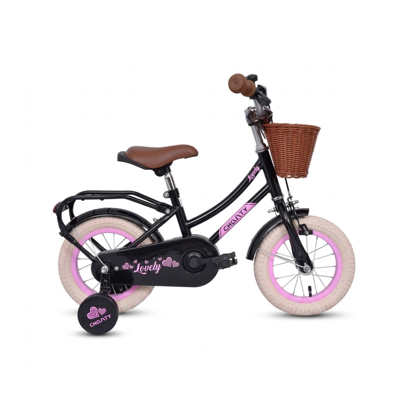 CHANTY Lovely 12" Bicicletta nera per bambine | 2-4 anni |