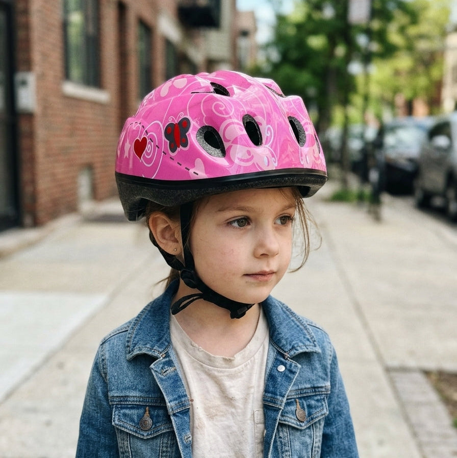 Casco per bambini Chanty – Rosa con farfalle