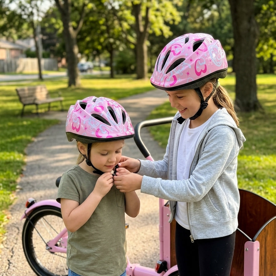 Casco per bambini Chanty – Rosa con cuori