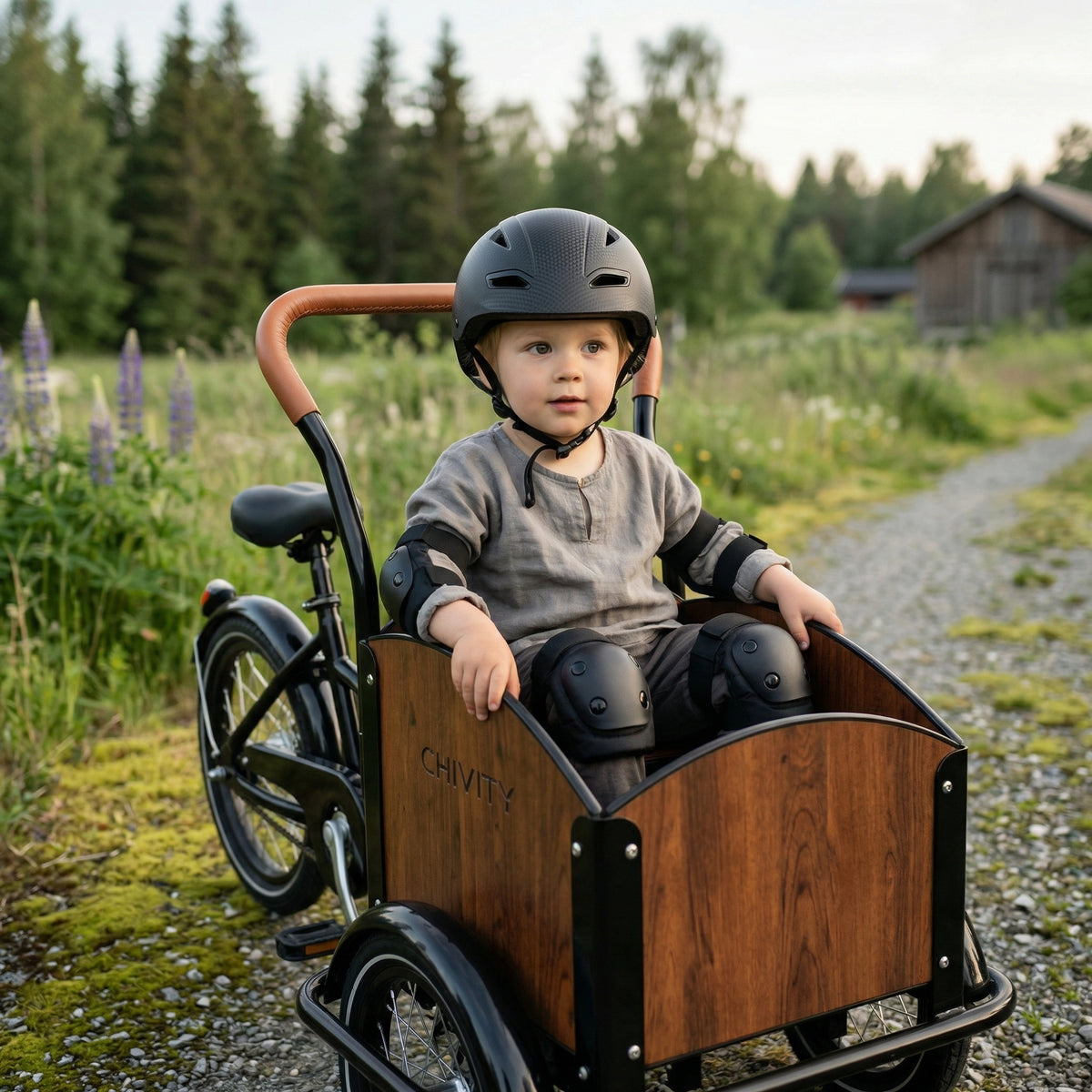 Casco per bambini CHANTY + set protezioni – Nero
