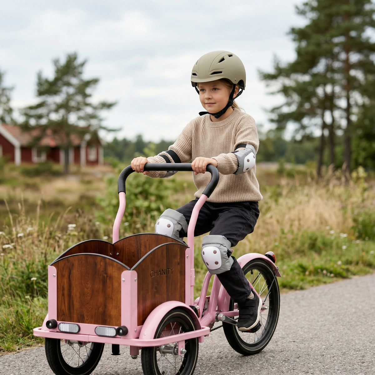 Casco per bambini CHANTY + set protezioni – Beige sabbia