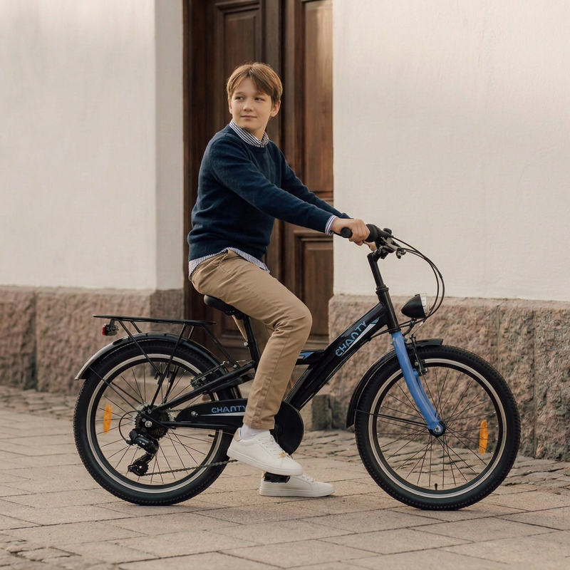 CHANTY Roader 20" Bicicletta nera per bambini | 7 marce |