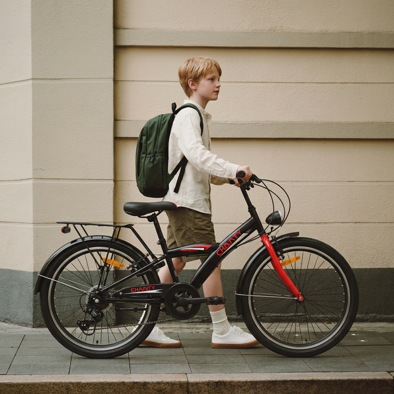 Chanty 24" bicicletta per bambini – maschio – nero/rosso – 7 marce